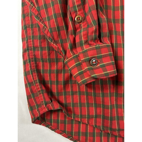 Vintage Patagonia Button Down Shirt Red Green Plaid Cotton Men's Medium USA Made - Picture 6 of 11